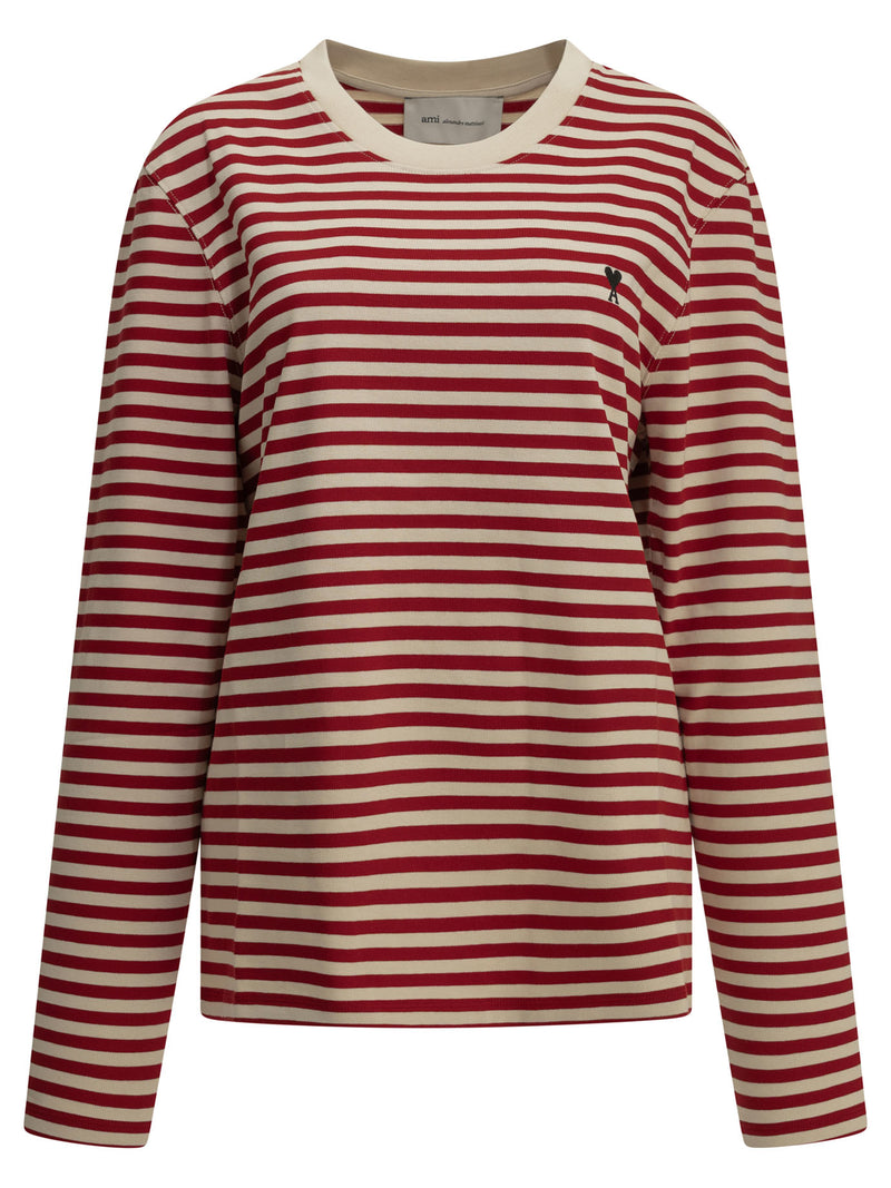AMI Paris AMI Paris Marinière Crew-neck T-shirt Red Women - World Class Fashion