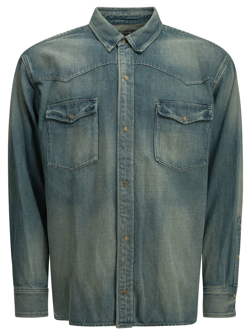 A.presse A.presse Vintage Western Casual Shirt Light Blue - World Class Fashion
