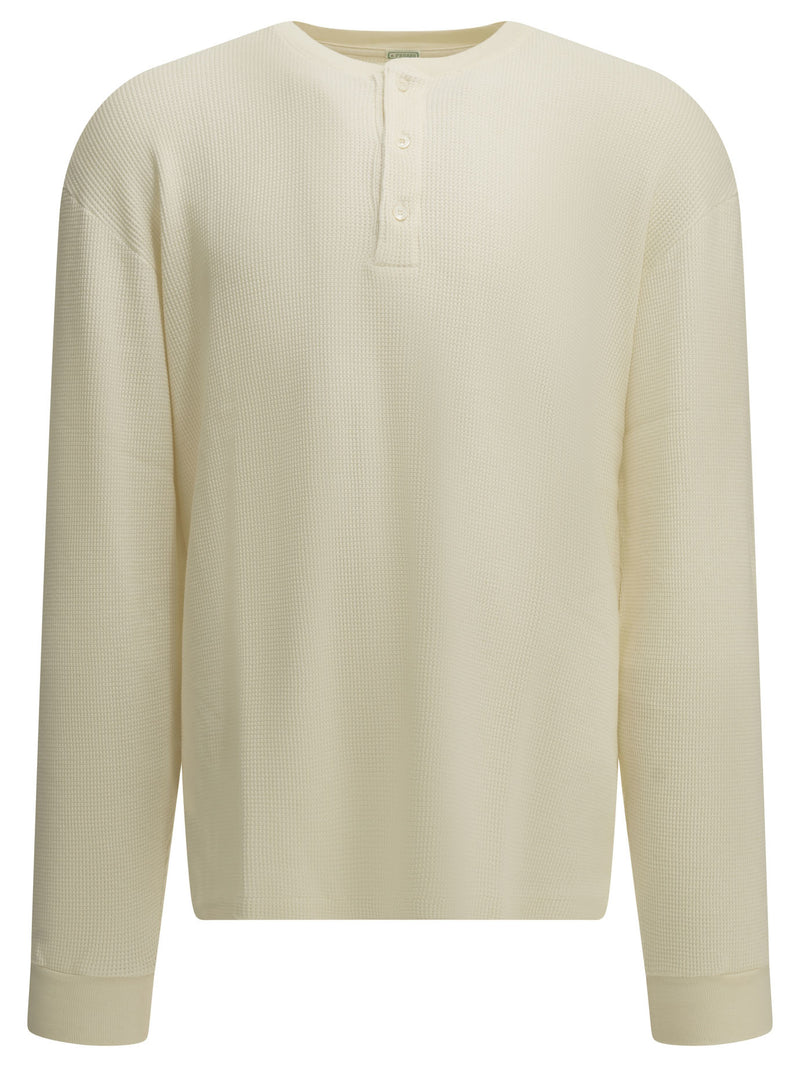 A.presse A.presse Henley T-shirt Honeycomb Pattern White - World Class Fashion