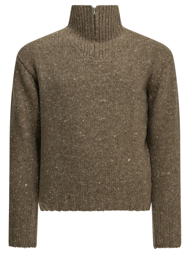 Auralee Auralee Wool Half-Zip Sweater Brown Men - World Class Fashion