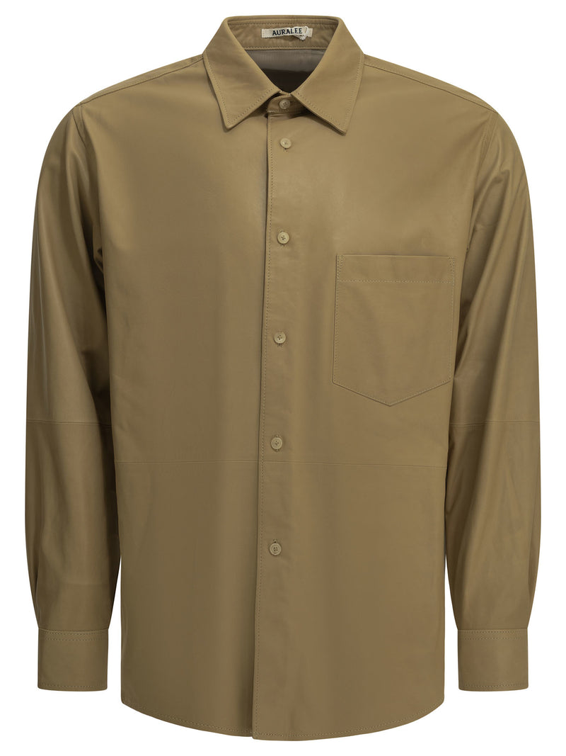 Auralee Auralee Casual Leather Shirt Beige Men - World Class Fashion