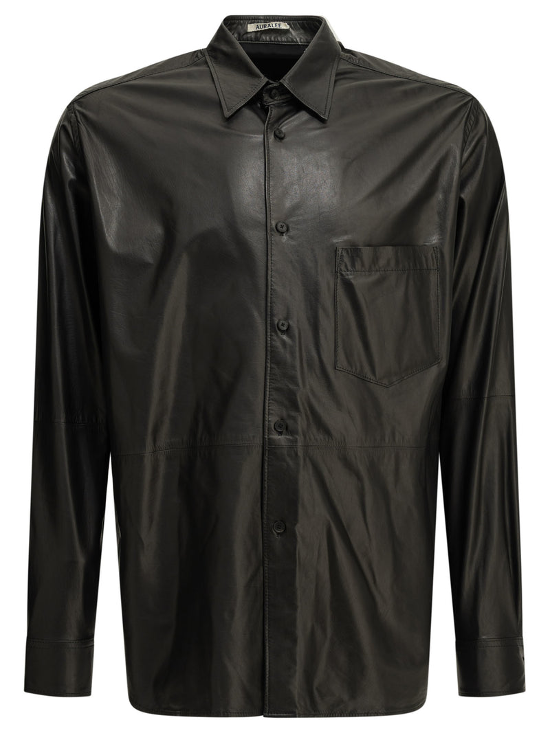 Auralee Auralee Casual Leather Shirt Black - World Class Fashion
