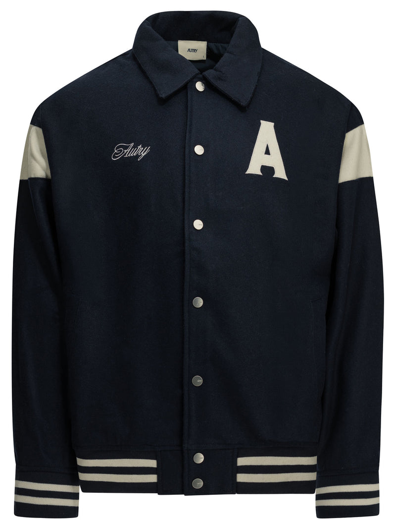 Autry Autry Varsity College Bomber Jacket Blue Men - World Class Fashion