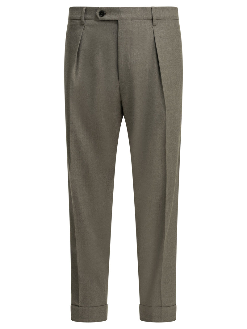 Berwich Berwich Virgin Wool Trousers Beige Men - World Class Fashion