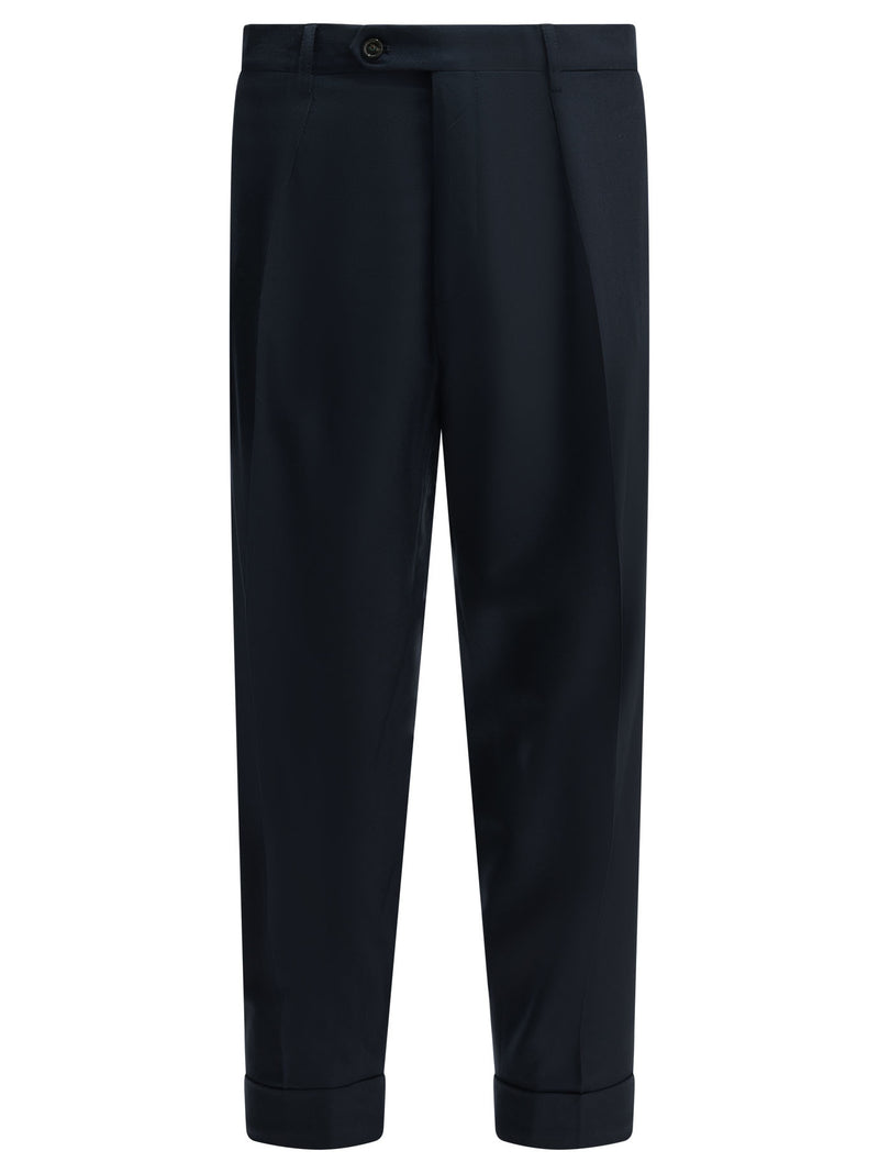 Berwich Berwich Virgin Wool Trousers Navy Men - World Class Fashion
