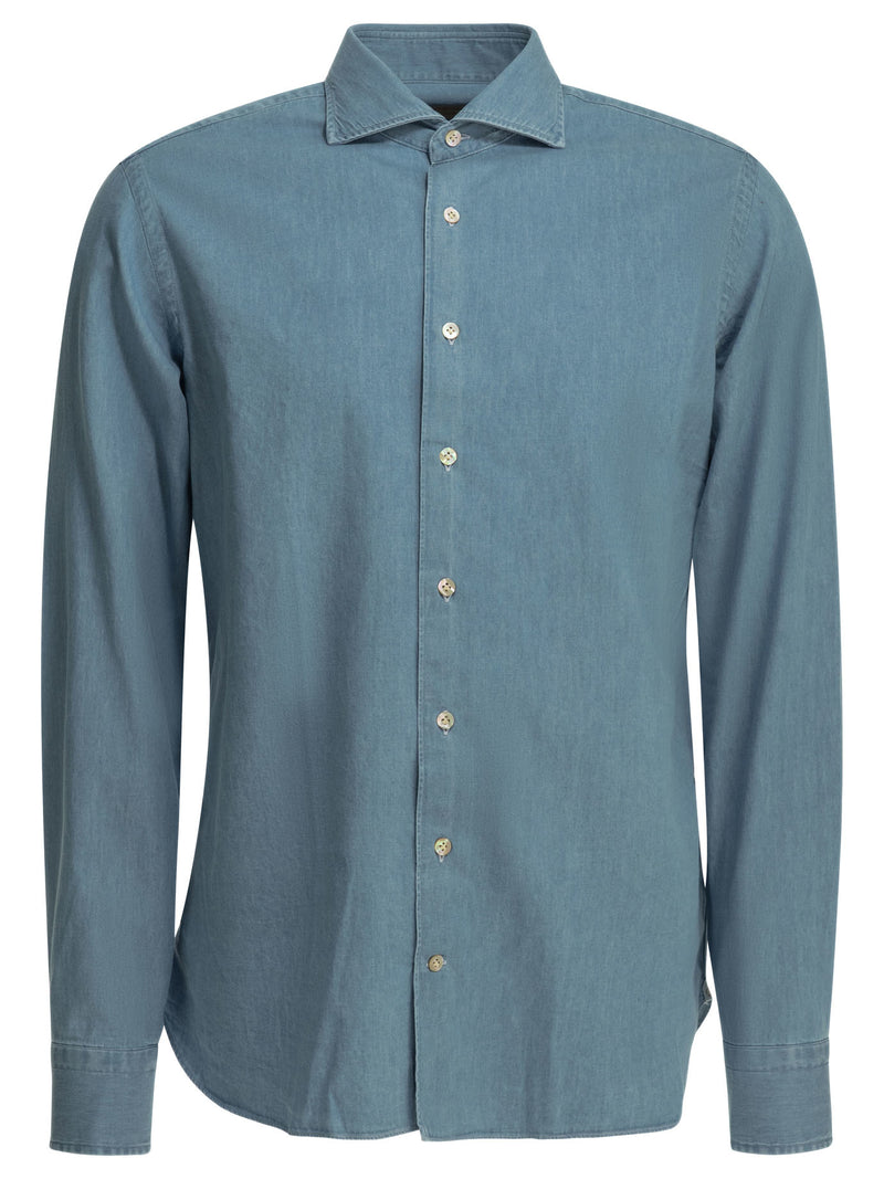 Borriello Borriello Cotton Shirt Light Blue Men - World Class Fashion