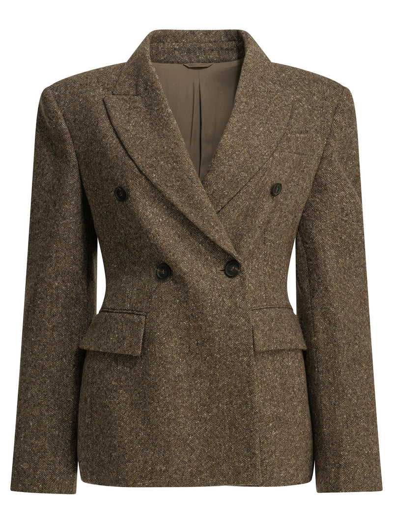 Brunello Cucinelli Brunello Cucinelli Double-breasted Wool Blazer Brown - World Class Fashion