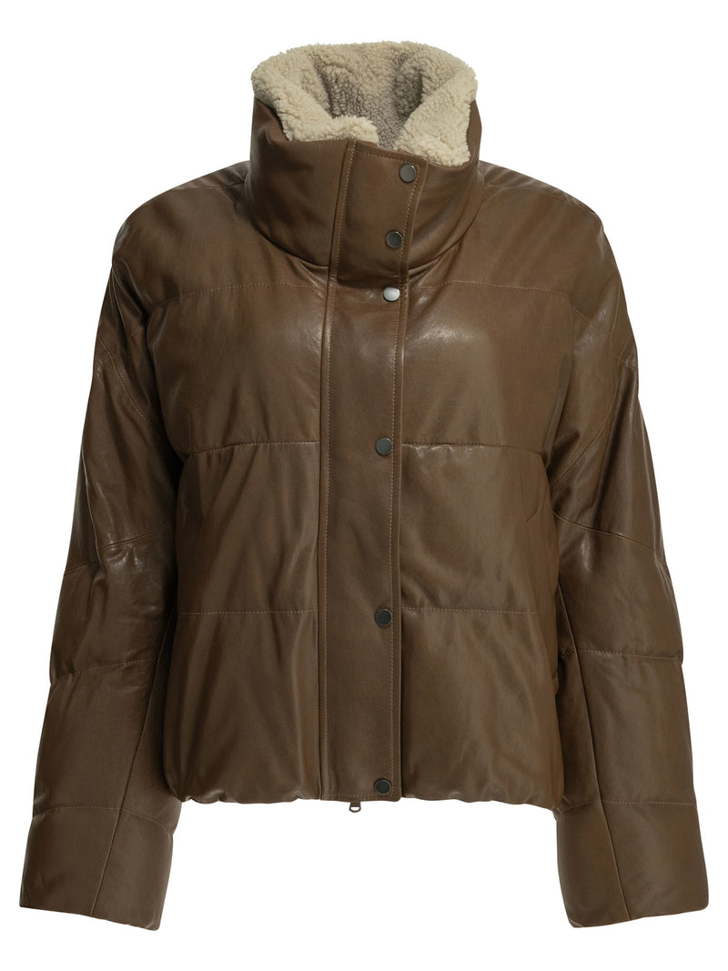 Brunello Cucinelli Brunello Cucinelli Padded Shearling Jacket Brown - World Class Fashion