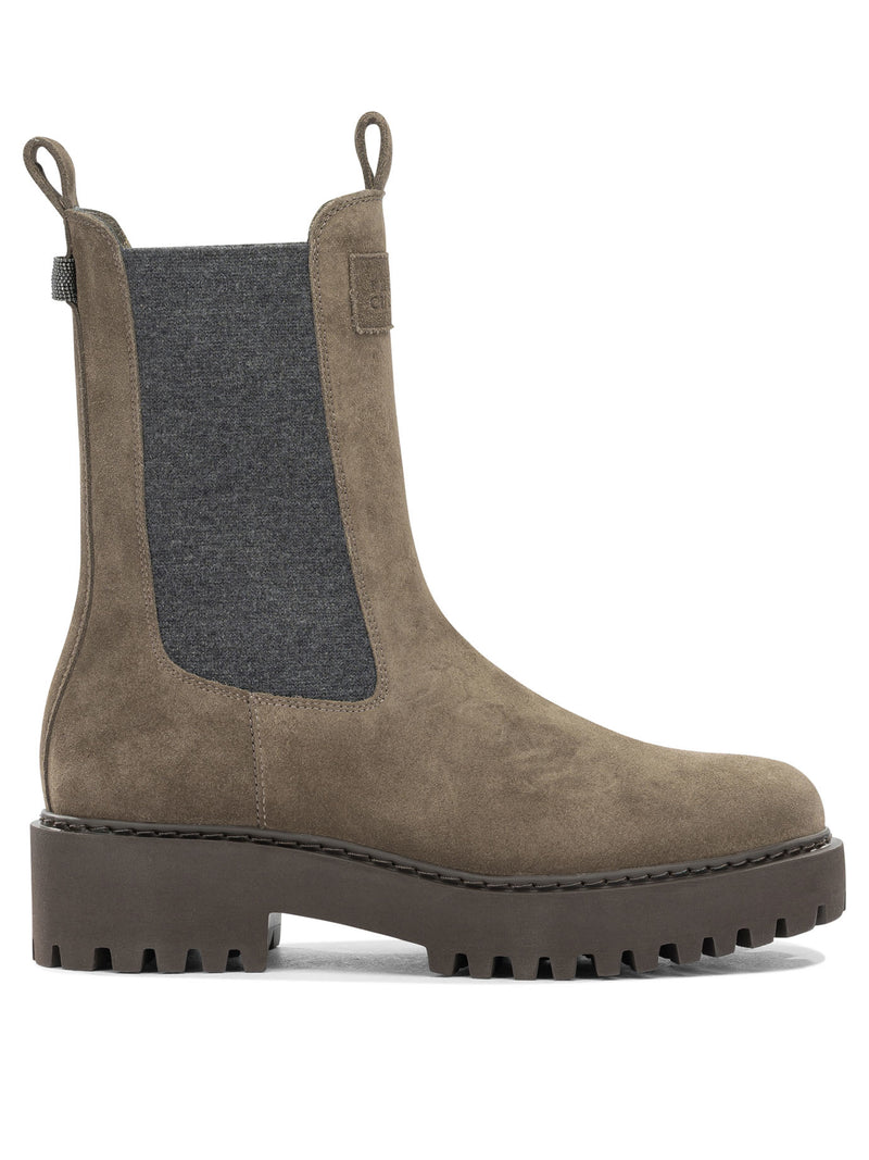 Brunello Cucinelli Brunello Cucinelli Suede Pull-on Ankle Boots Brown - World Class Fashion