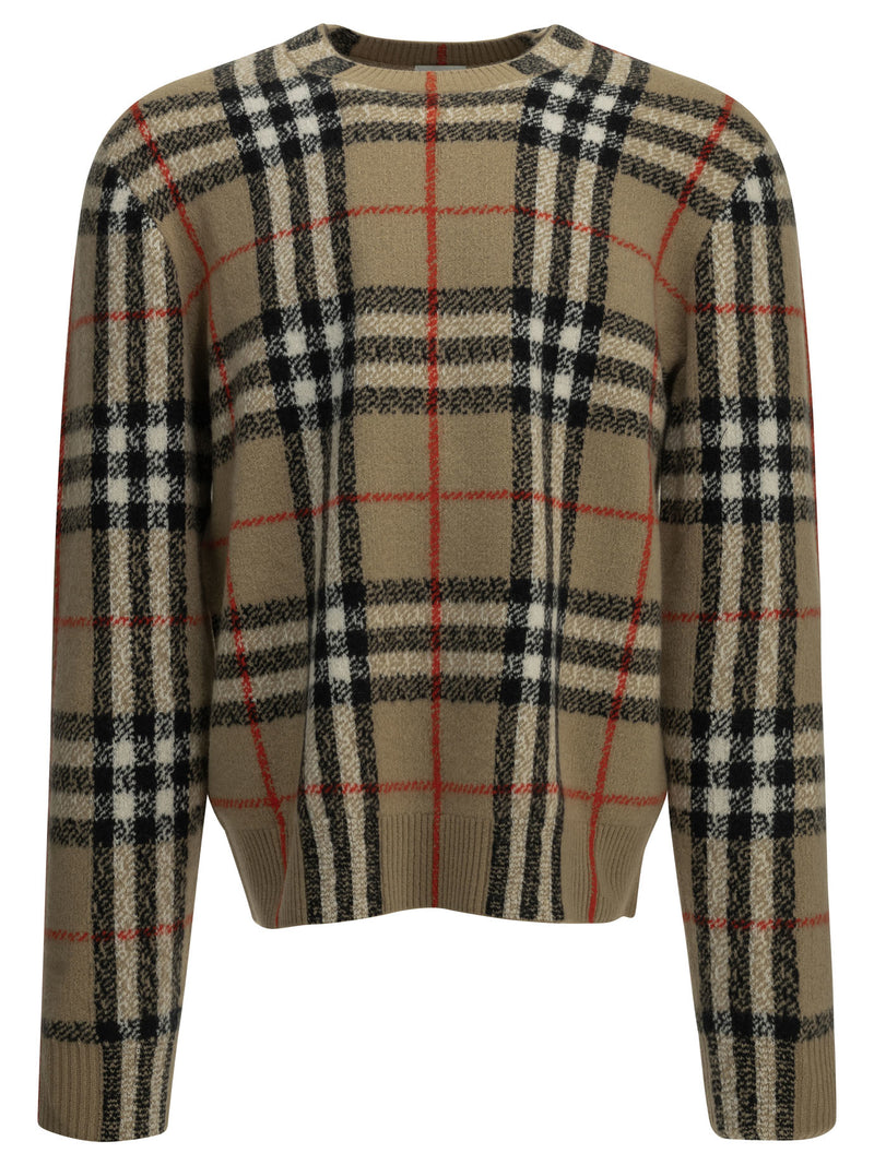 Burberry Burberry Check Crew-neck Sweater Beige Men - World Class Fashion