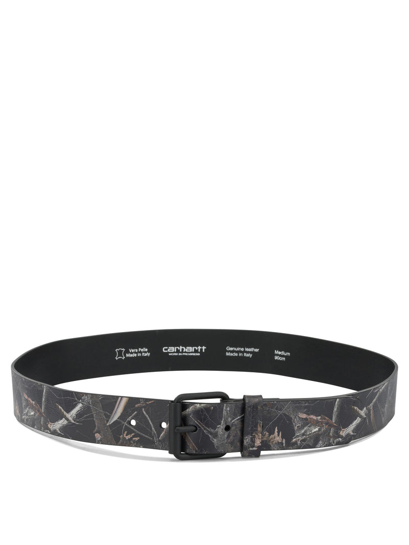 Carhartt WIP Carhartt WIP Camo Feather Tree Leather Belt Black - World Class Fashion