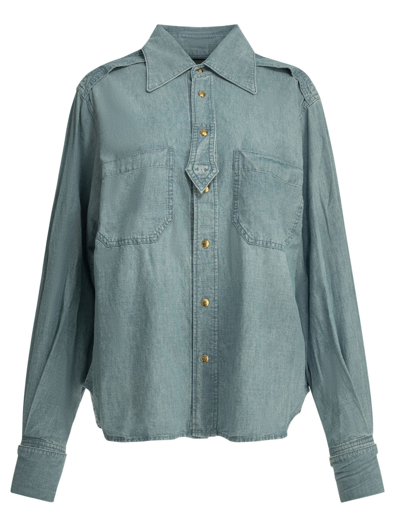Celine Celine Cotton Shirt Light Blue Women - World Class Fashion