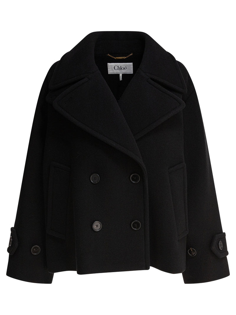 Chloe Chloé Short Wool Coat Black Women - World Class Fashion