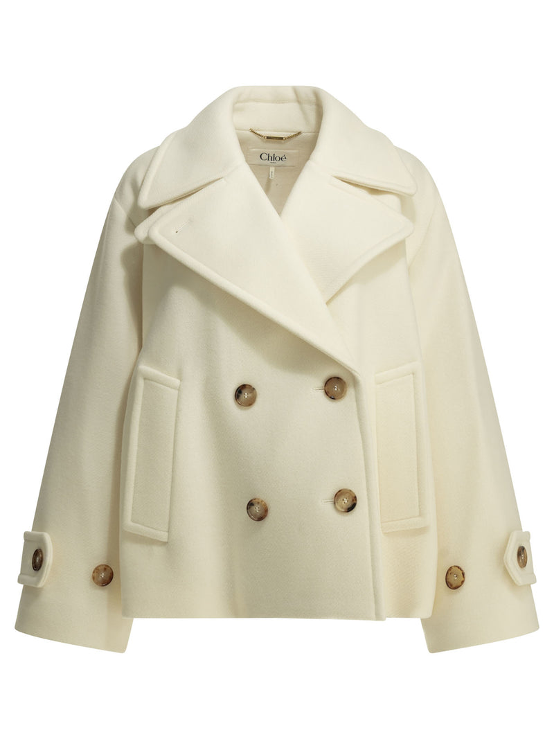 Chloe Chloé Short Wool Coat White Women - World Class Fashion