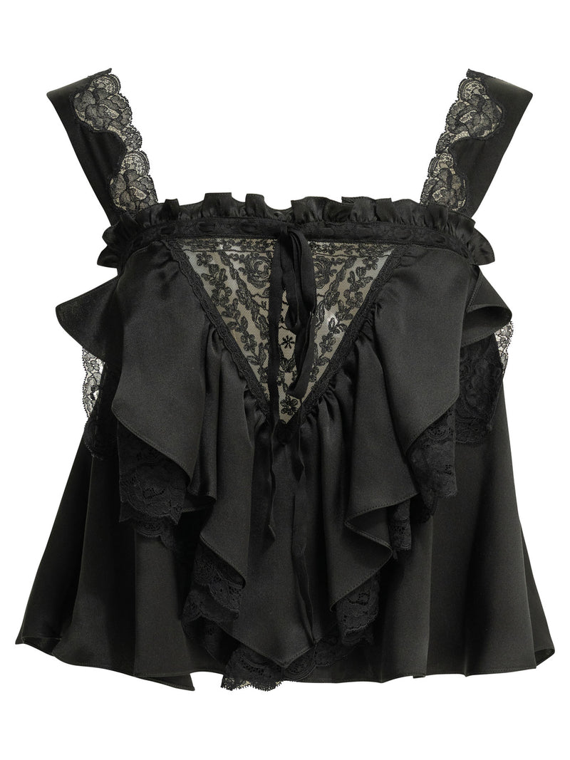 Chloe Chloé Silk Ruffle Top Black Women - World Class Fashion