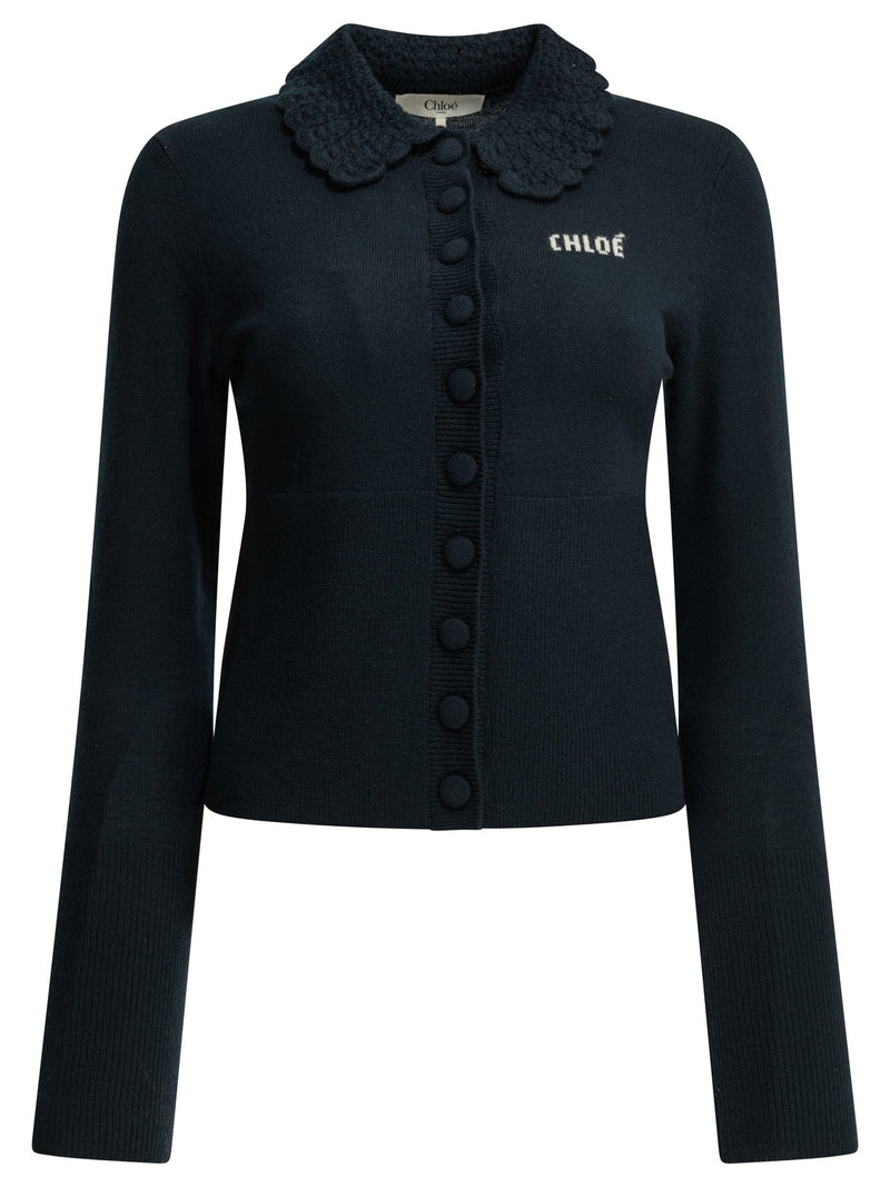 Chloe Chloé Polo Sweater With Logo Blue - World Class Fashion