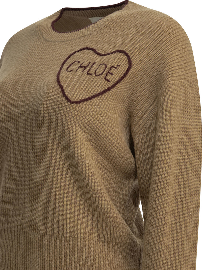 Chloe Chloé Wool Cashmere Crew-neck Sweater Brown - World Class Fashion