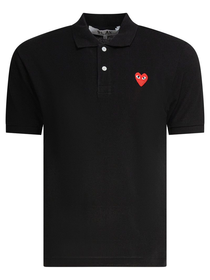 Comme Des Garçons Play Comme Des Garçons Play Red Emblem Polo Shirt Black - World Class Fashion