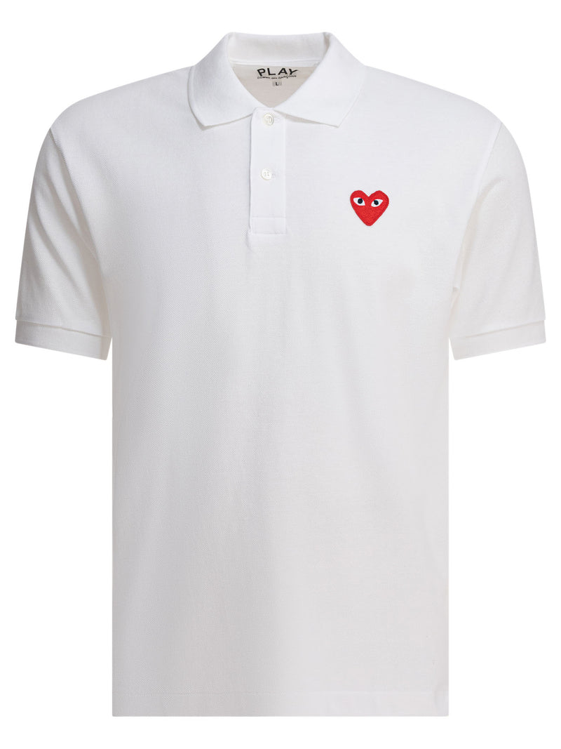 Comme Des Garçons Play Comme Des Garçons Play Red Emblem Polo Shirt White - World Class Fashion