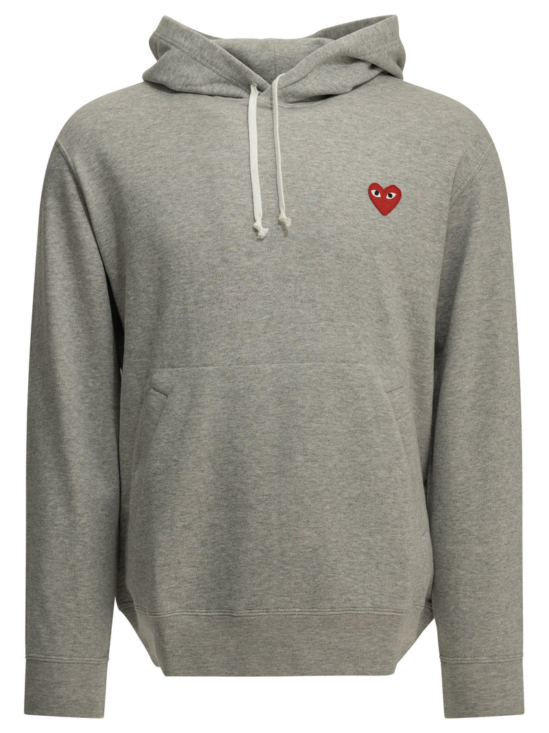 Comme Des Garçons Play Comme Des Garçons Play Red Emblem Hoodie Gray - World Class Fashion