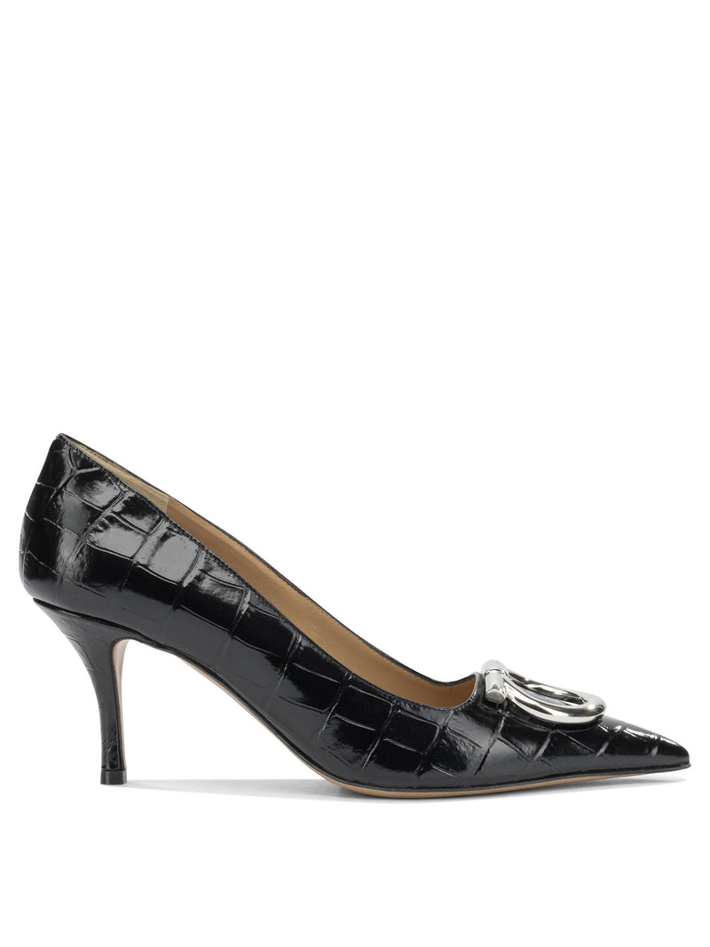 Ferragamo Ferragamo Maxi Gancini 70mm Pumps Black - World Class Fashion