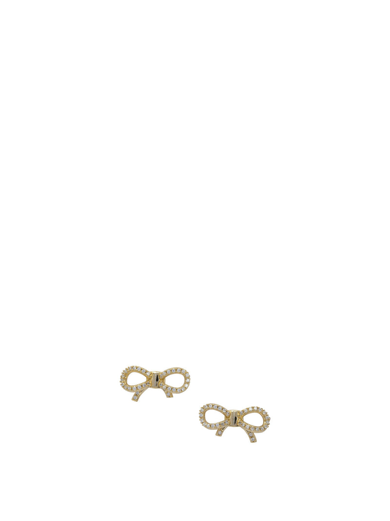 Ferragamo Ferragamo Bow Earrings with Rhinestones Gold - World Class Fashion