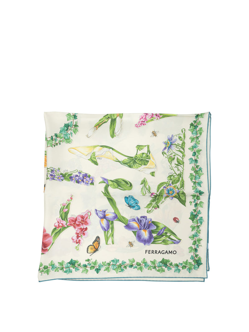 Ferragamo Ferragamo Eden Shoes Silk Scarf White - World Class Fashion