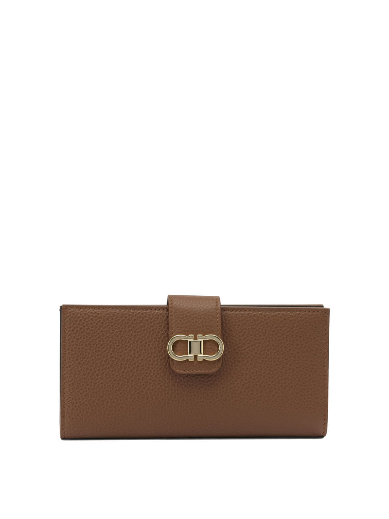 Ferragamo Ferragamo Gancini Continental Wallet Brown - World Class Fashion