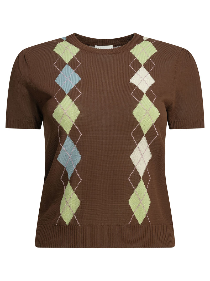 Ganni Ganni Argyle Crewneck Sweater Brown Women - World Class Fashion