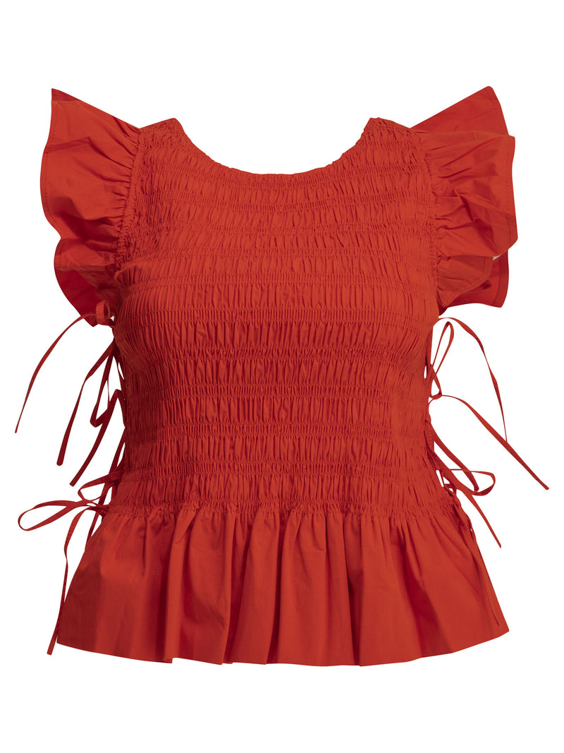 Ganni Ganni Casual Pleated Top Red Women - World Class Fashion