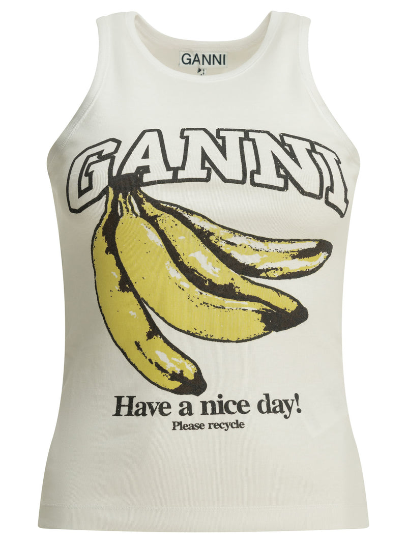 Ganni Ganni Banana Tank Top White Women - World Class Fashion