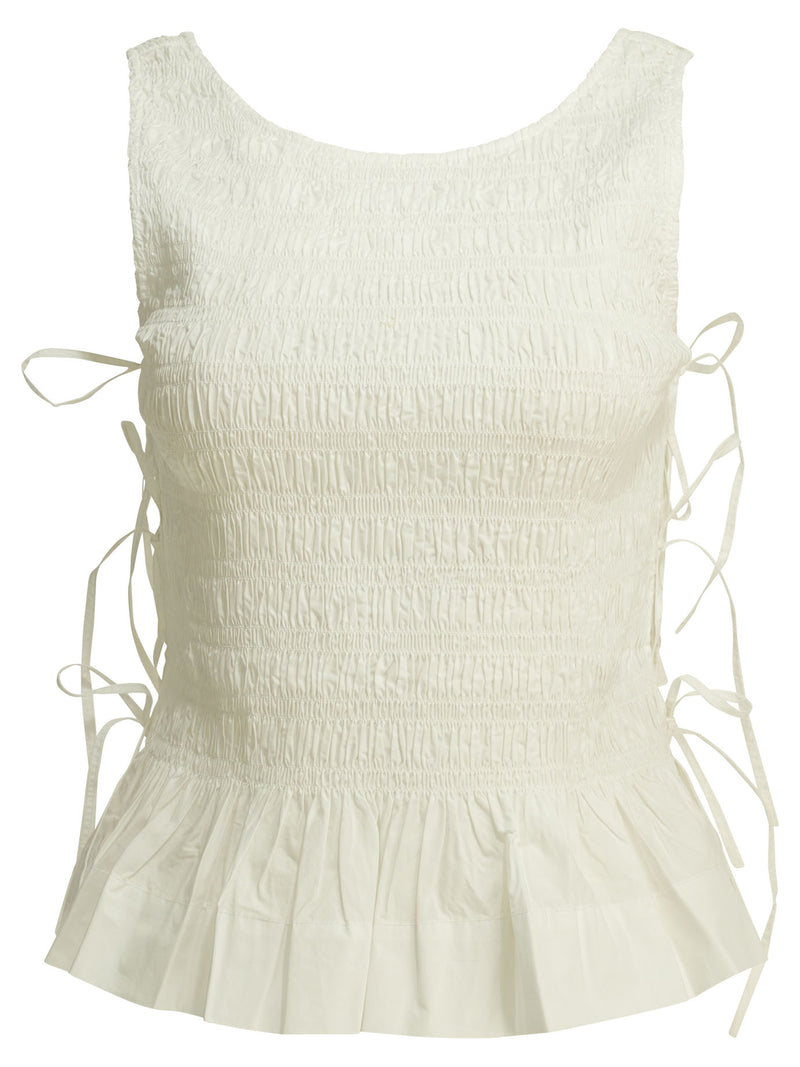 Ganni Ganni Casual Pleated Top White - World Class Fashion