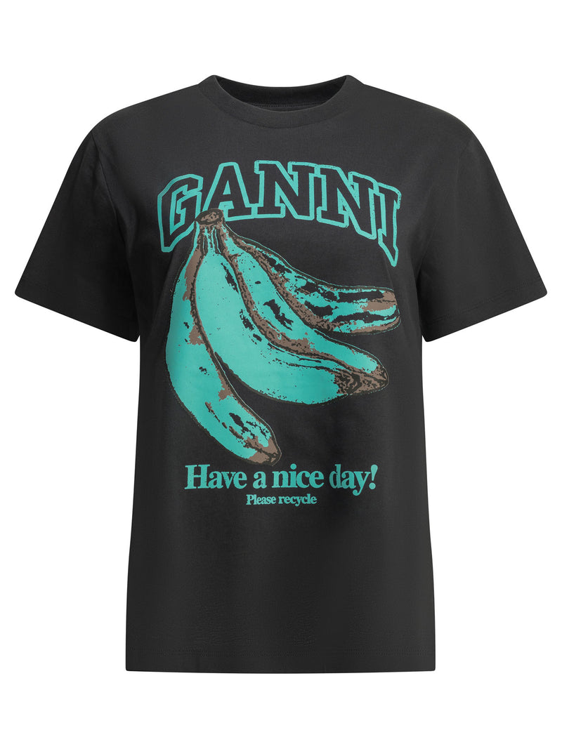 Ganni Ganni Banana Crew-neck T-shirt Black - World Class Fashion