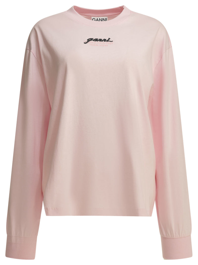 Ganni Ganni Future Crew-neck T-shirt Pink - World Class Fashion
