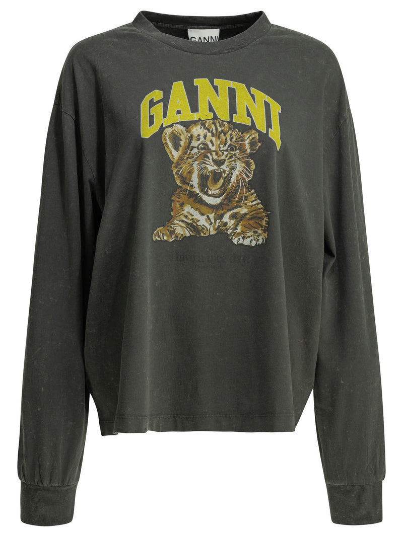 Ganni Ganni Tiger Crewneck T-shirt - World Class Fashion