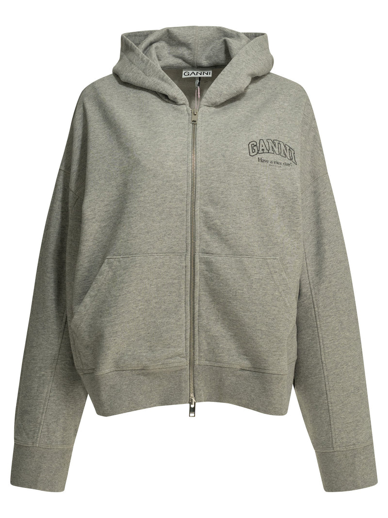 Ganni Ganni Zipper Sweatshirt Grey Women - World Class Fashion