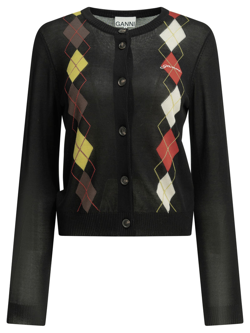 Ganni Ganni Argyle Cardigan Black Women - World Class Fashion