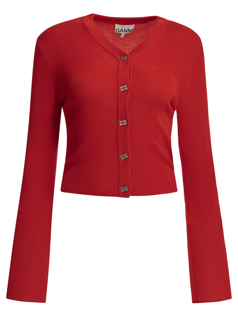 Ganni Ganni Merino Wool Cardigan Red Women - World Class Fashion