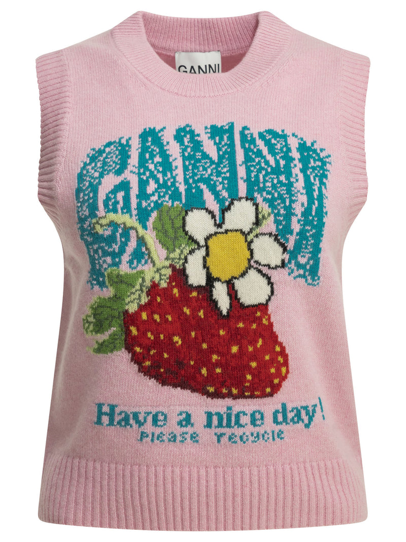 Ganni Ganni Strawberry Vest Pink Women - World Class Fashion