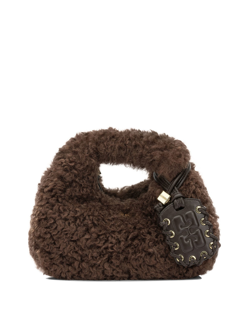 Ganni Ganni Mini Hobo Faux Fur Handbag Brown - World Class Fashion