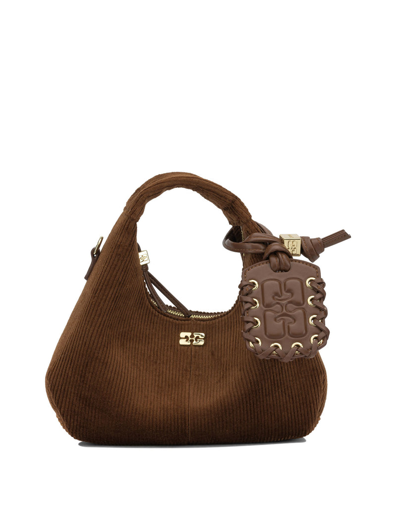 Ganni Ganni Mini Hobo Corduroy Small Handbag Brown - World Class Fashion