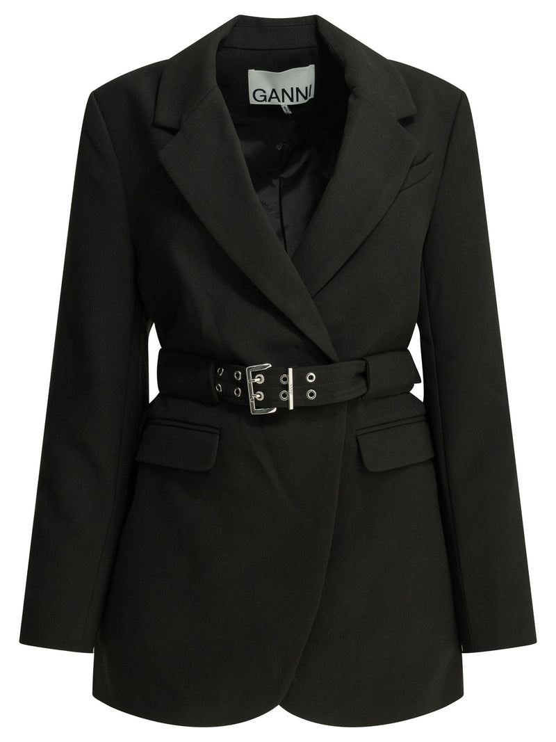 Ganni Ganni Crepe Blazer Black Women - World Class Fashion