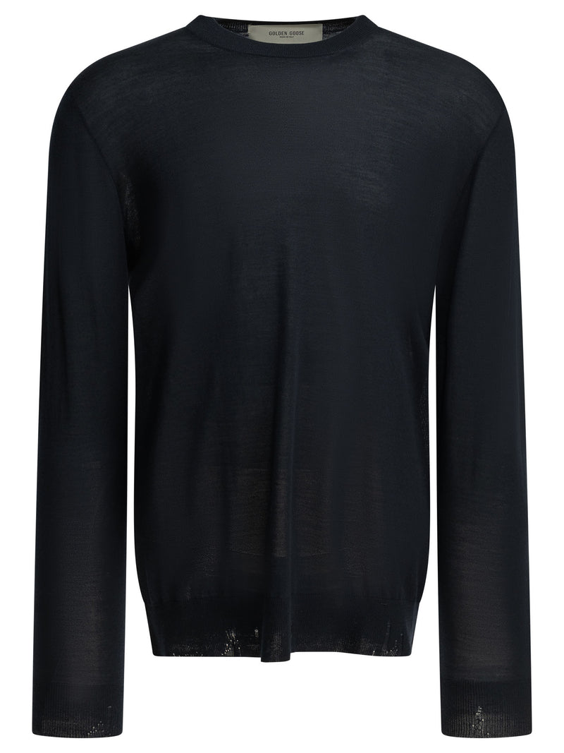 Golden Goose Golden Goose Wool Crew Neck Sweater Blue Men - World Class Fashion