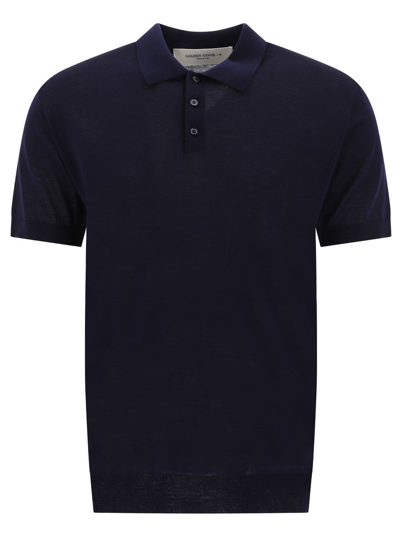 Golden Goose Golden Goose Merino Wool Polo Shirt Blue - World Class Fashion