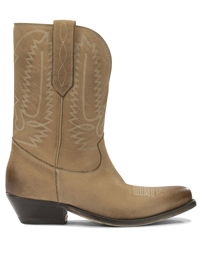 Golden Goose Golden Goose Wish Star Cowboy Ankle Boots Beige - World Class Fashion
