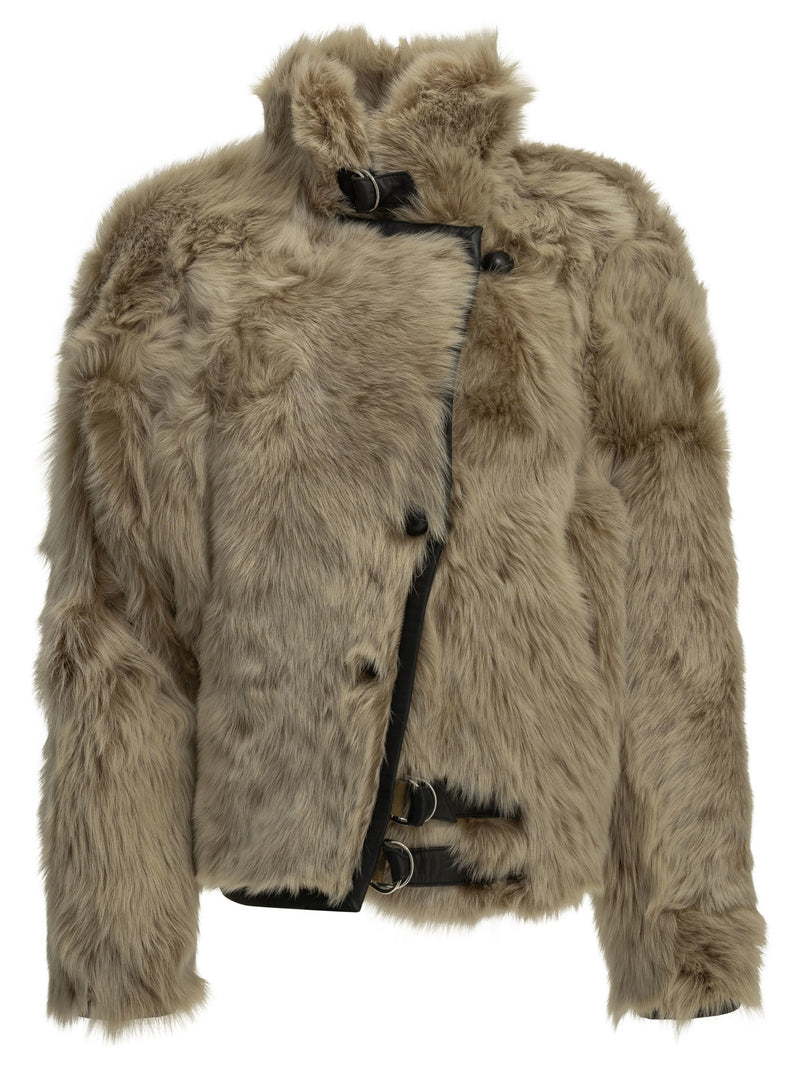 Isabel Marant Isabel Marant Roama Shearling Jacket Beige - World Class Fashion