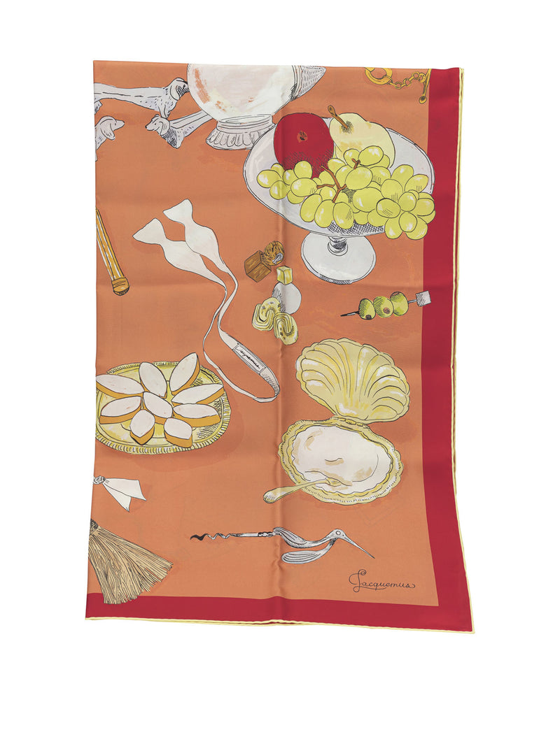 Jacquemus Jacquemus Le Grand Foulard Cocktail Silk Scarf Orange - World Class Fashion