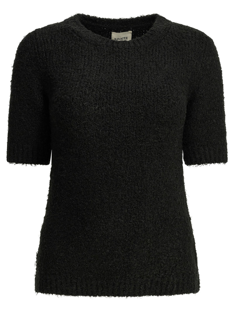 Khaite Khaite Cam Jersey de cuello redondo Negro - World Class Fashion