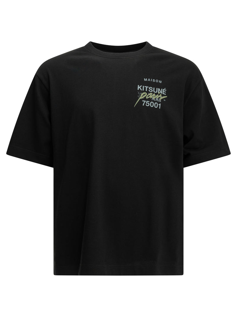 Maison Kitsuné Maison Kitsuné Mmii Profile Fox Crew-neck T-shirt Black - World Class Fashion