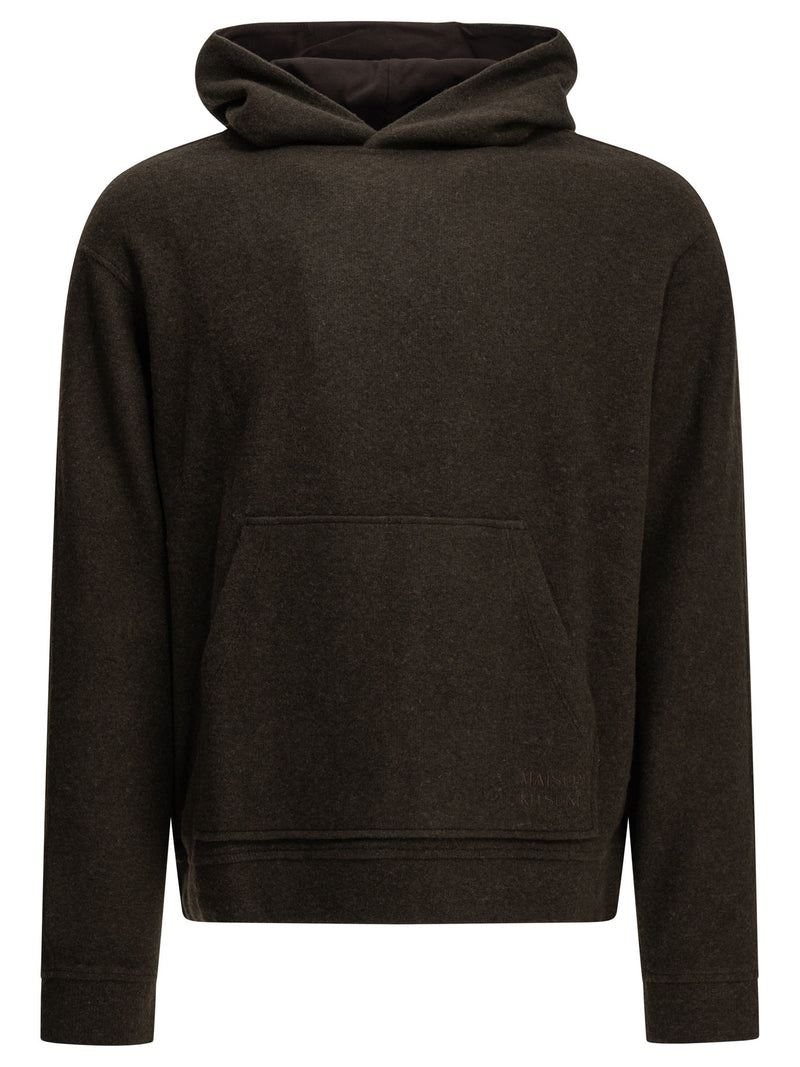 Maison Kitsuné Maison Kitsuné Fleece-blend Hooded Sweatshirt Brown - World Class Fashion